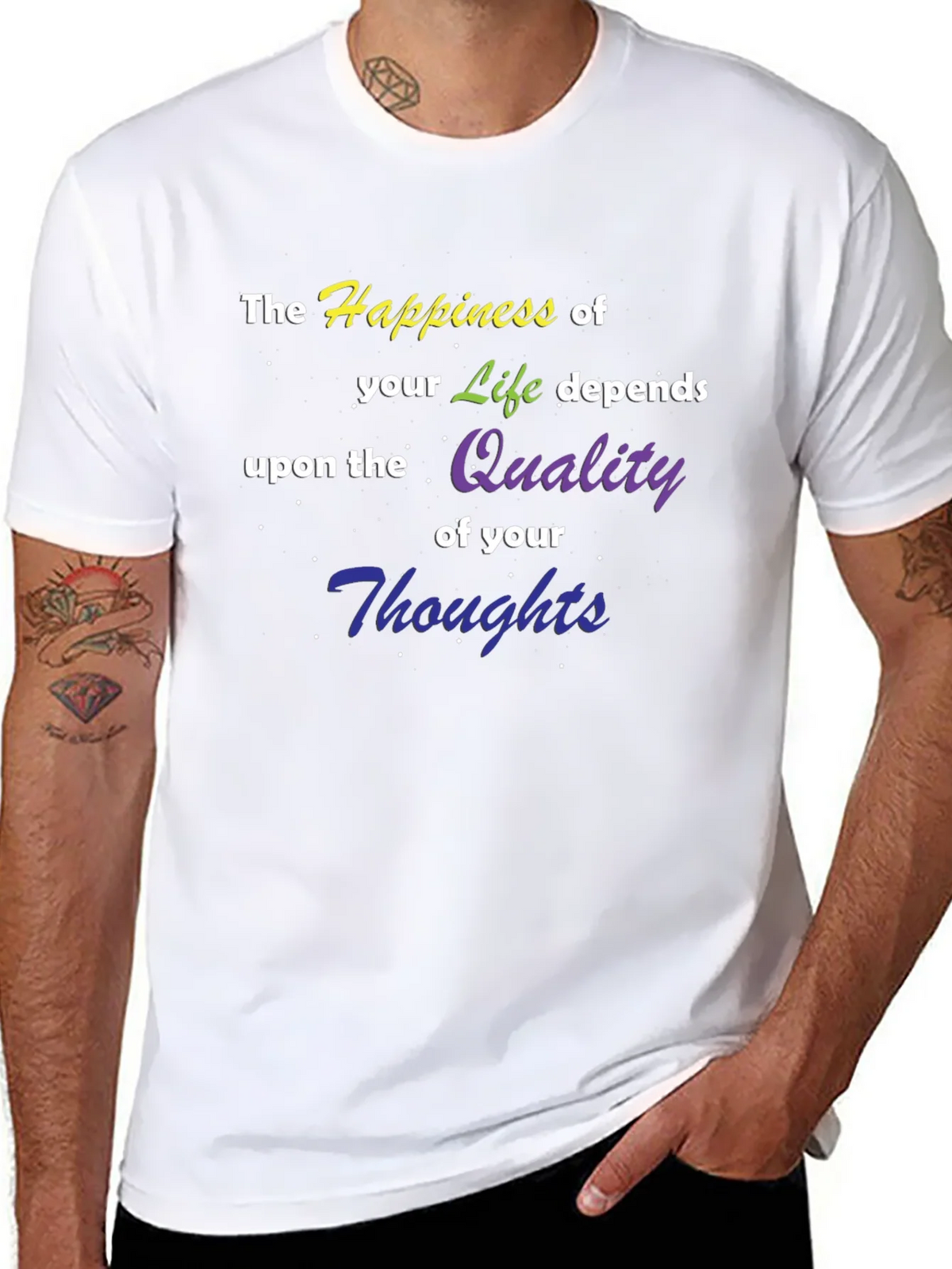 Happiness of Life T-Shirt - Quality Thoughts Graphic Tee product image 2