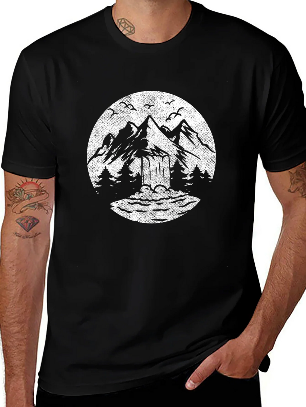 Mountain Graphic Black T-Shirt Nature Design Tee product image 1