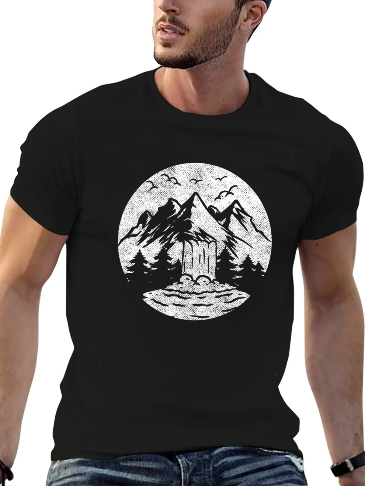 Mountain Graphic Black T-Shirt Nature Design Tee product image 5