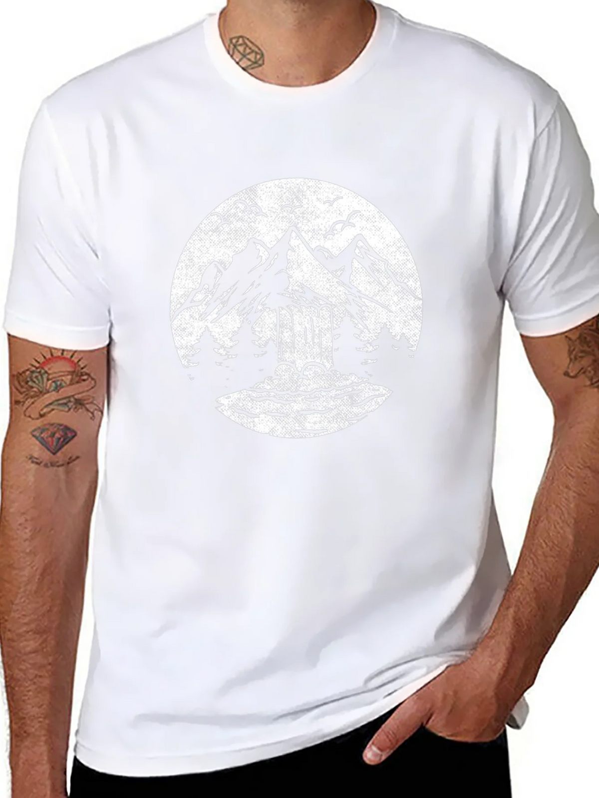 Mountain Graphic Black T-Shirt Nature Design Tee product image 6
