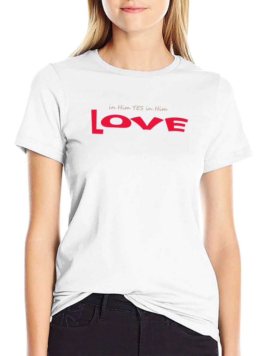 Love T-Shirt - in Him YES in Red product image 8
