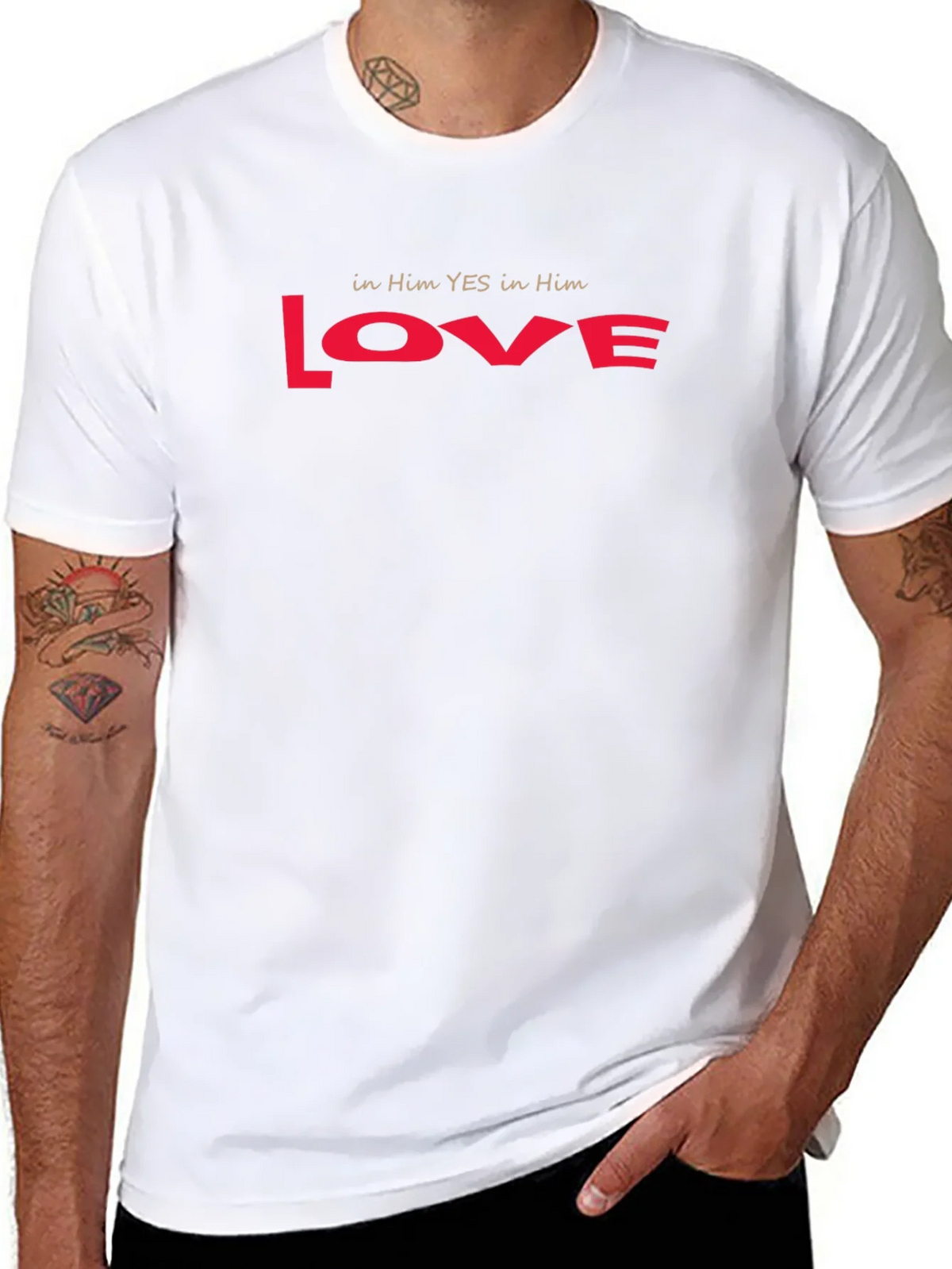 Love T-Shirt - in Him YES in Red product image 7