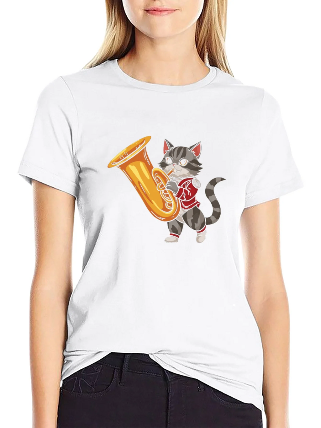 Cat Playing Tuba Graphic T-Shirt product image 5