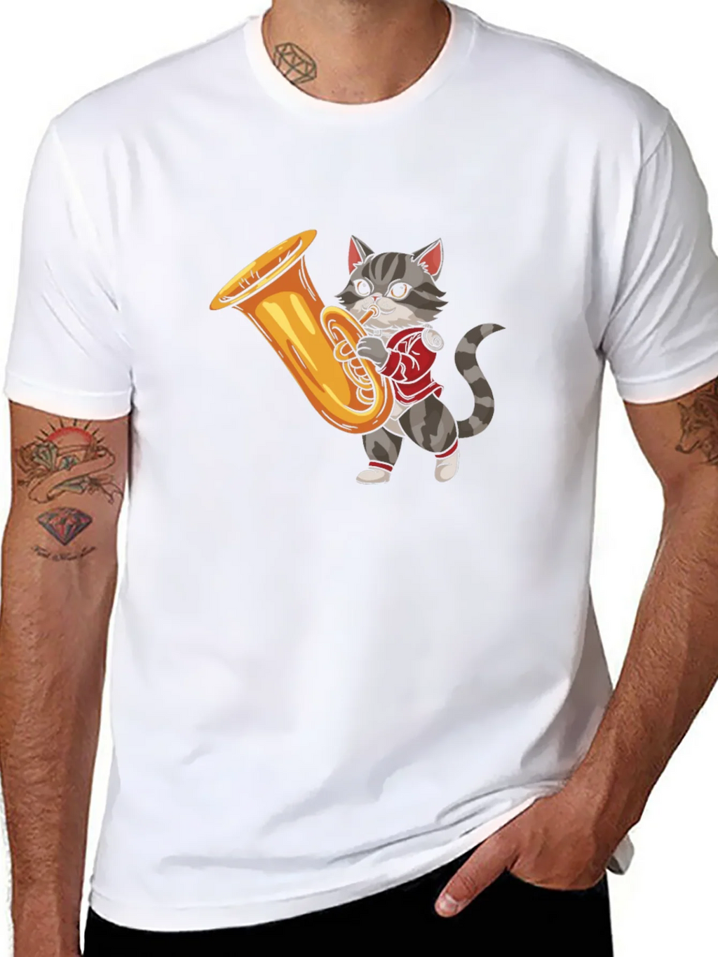 Cat Playing Tuba Graphic T-Shirt product image 4