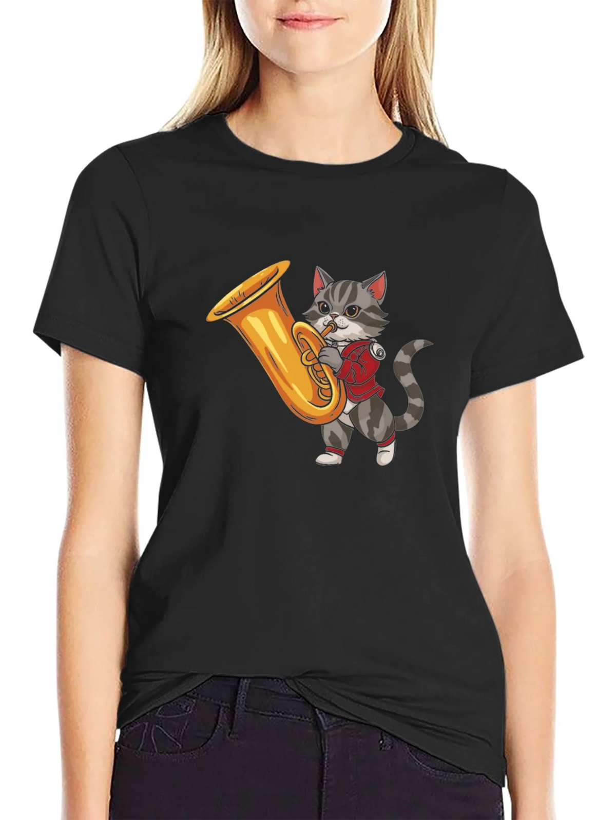 Cat Playing Tuba Graphic T-Shirt product image 2
