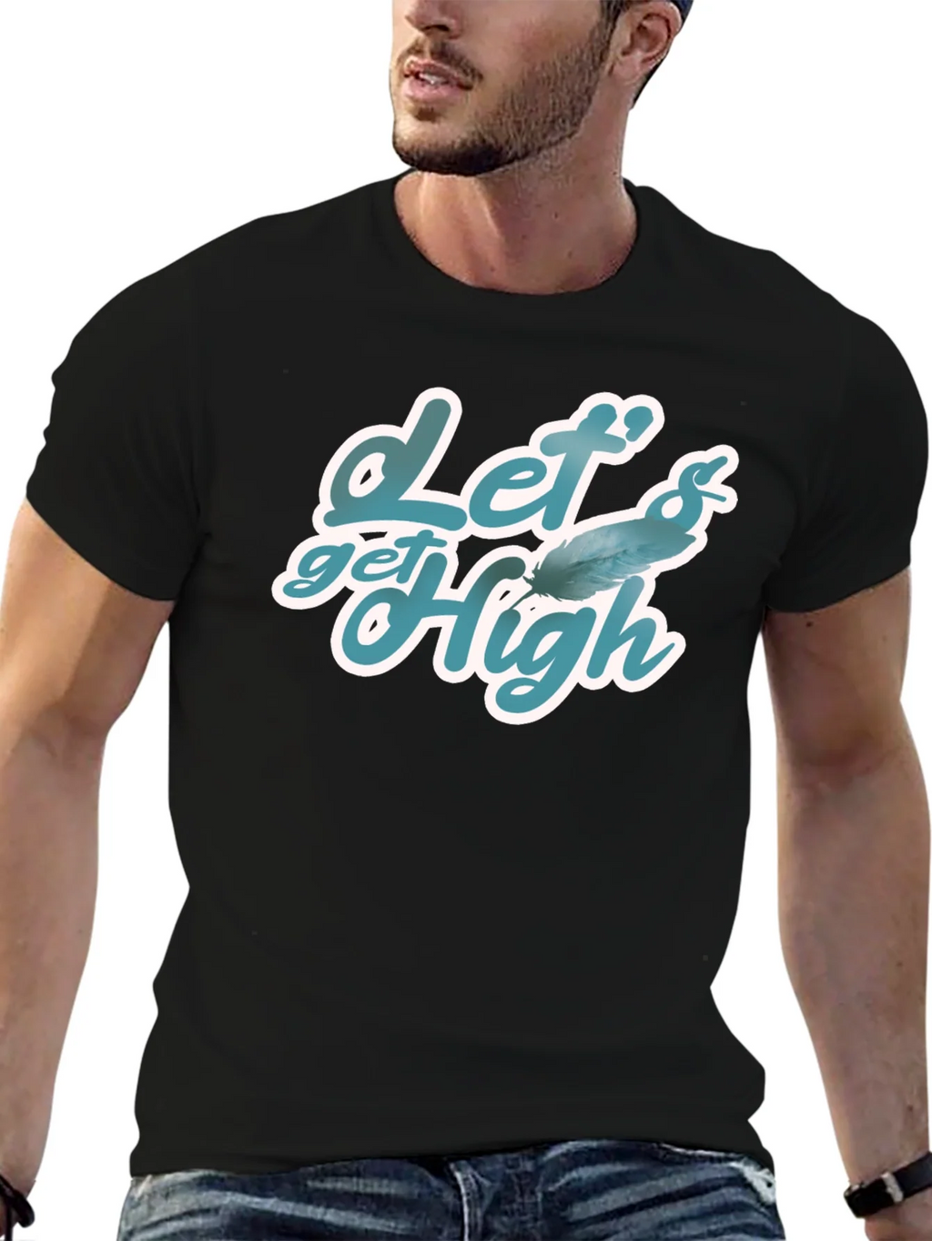 Lets Get High Feather Graphic T-Shirt product image 4