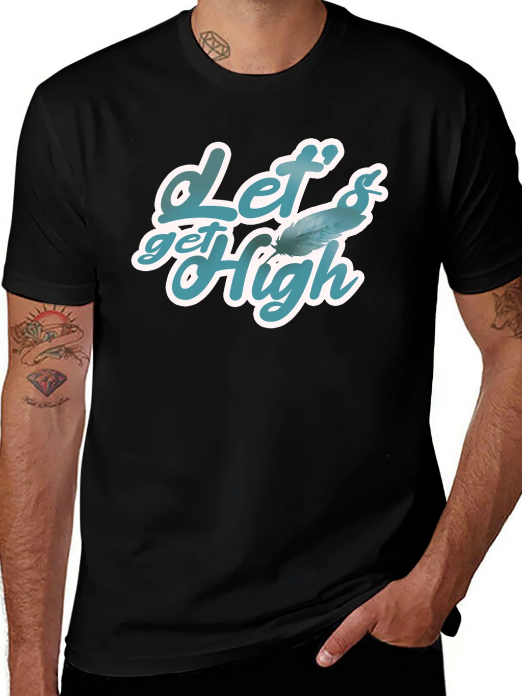 Lets Get High Feather Graphic T-Shirt product image 1