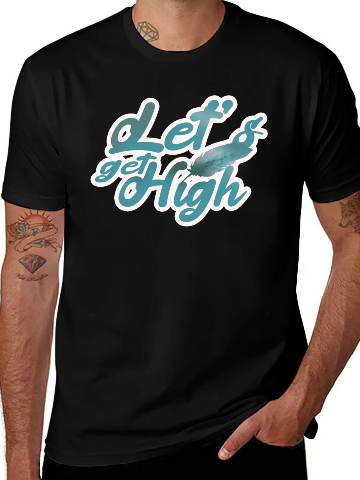 Lets Get High Feather Graphic T-Shirt product image 1