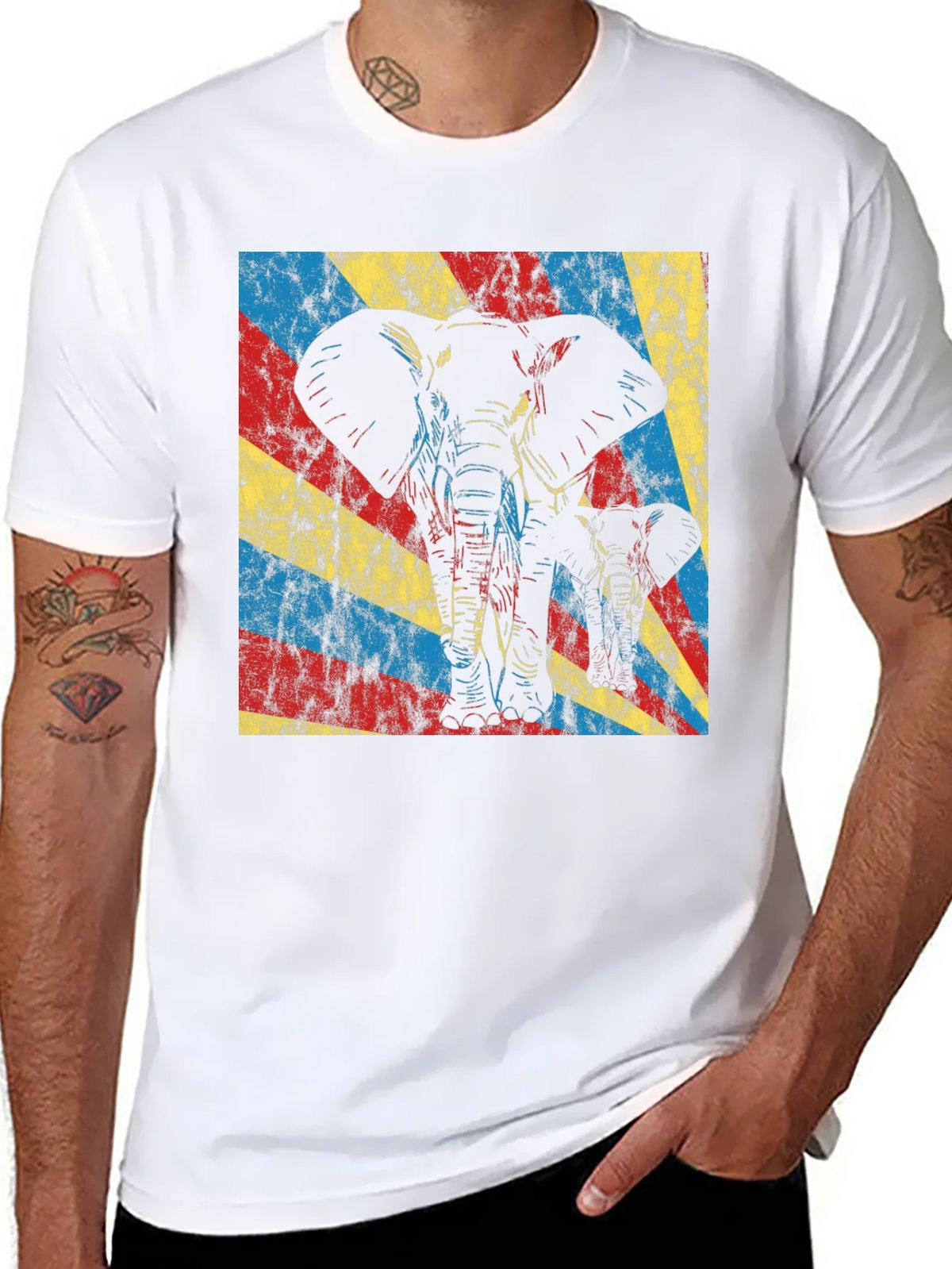 Elephant Graphic Tee - Retro Style Black T-Shirt product image 2