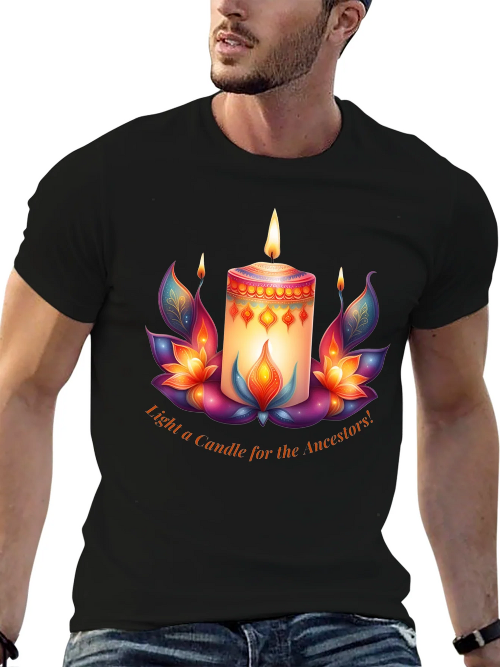 Ancestral Light T-Shirt - Candle & Lotus Design product image 6