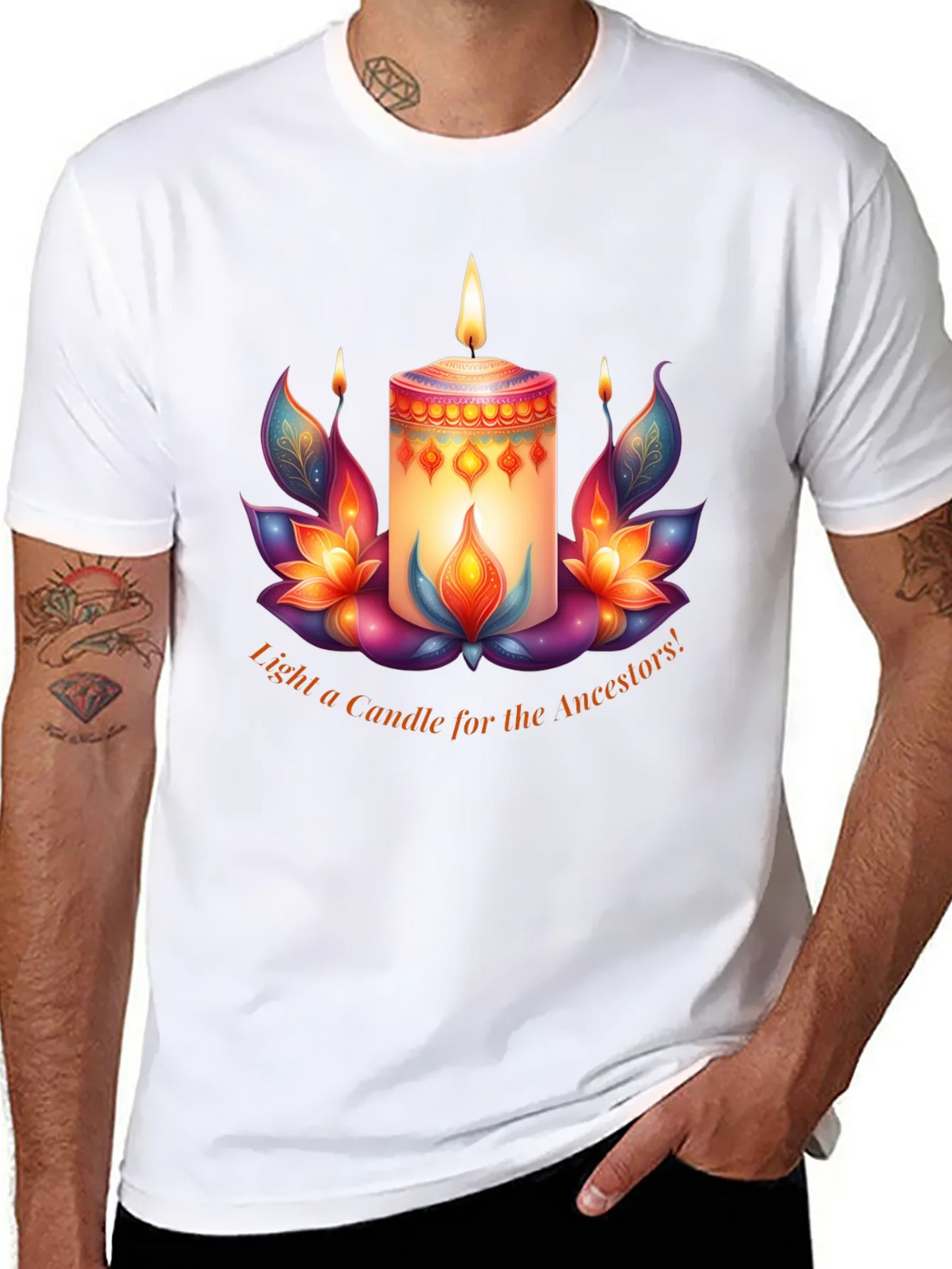 Ancestral Light T-Shirt - Candle & Lotus Design product image 7