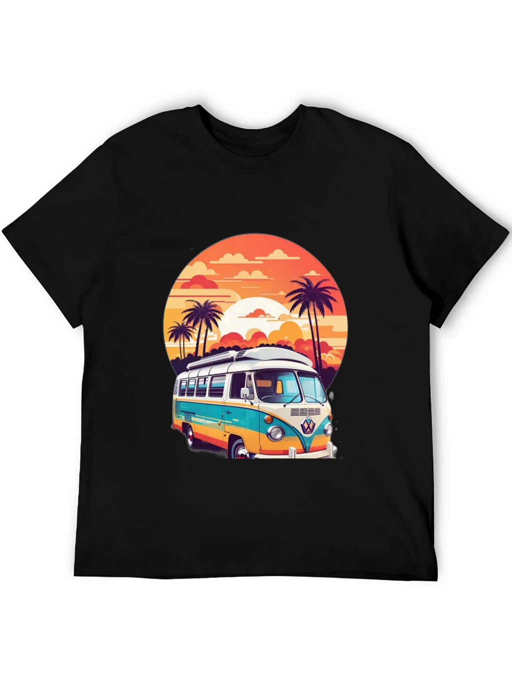 Retro VW Bus Sunset Graphic Tee product image 5