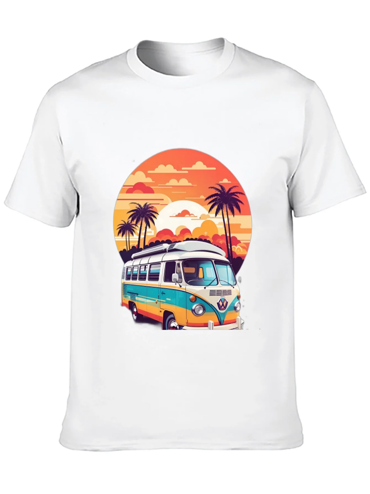 Retro VW Bus Sunset Graphic Tee product image 9