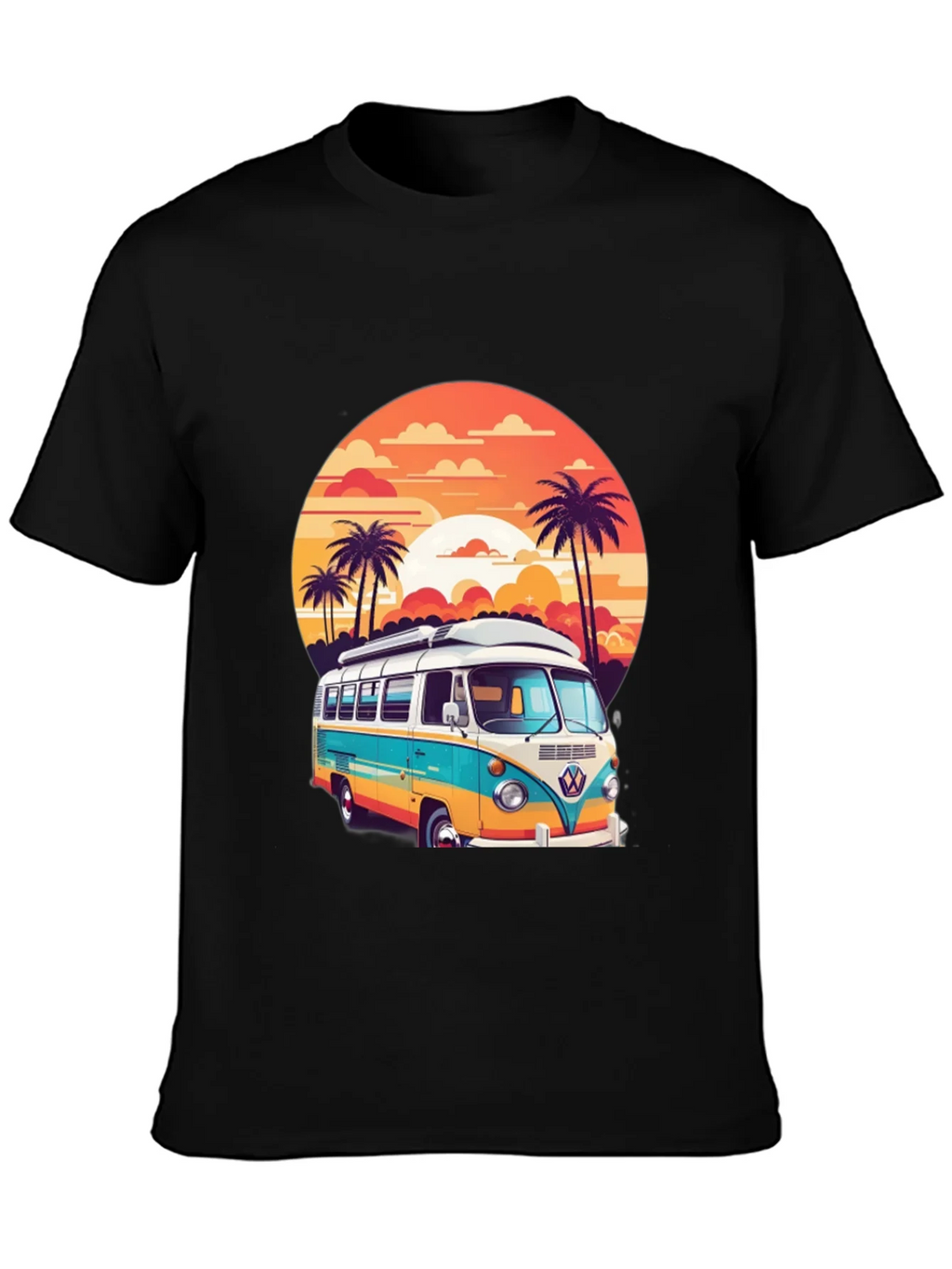 Retro VW Bus Sunset Graphic Tee product image 3