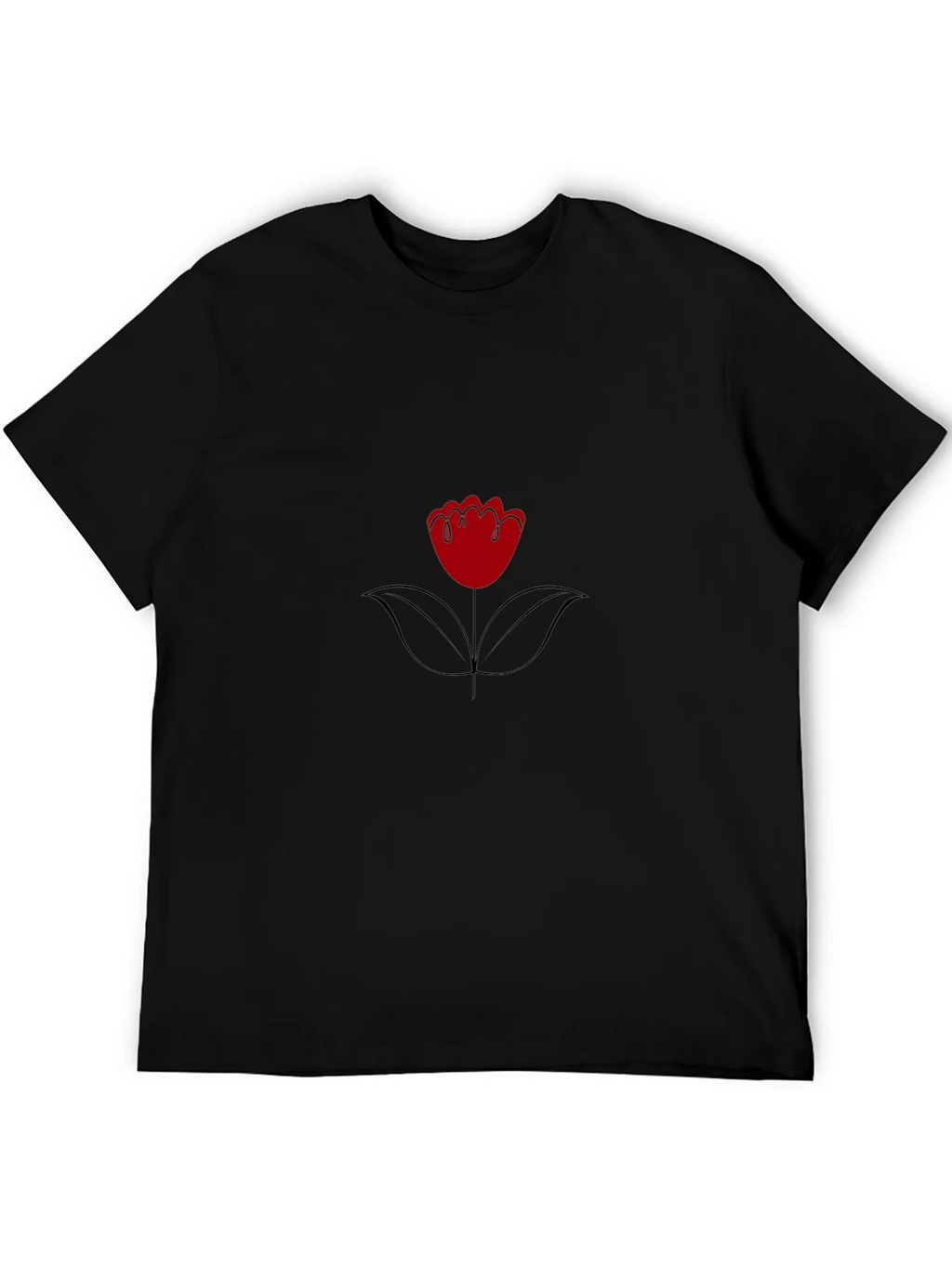 Black T-Shirt with Red Flower Graphic product image 5