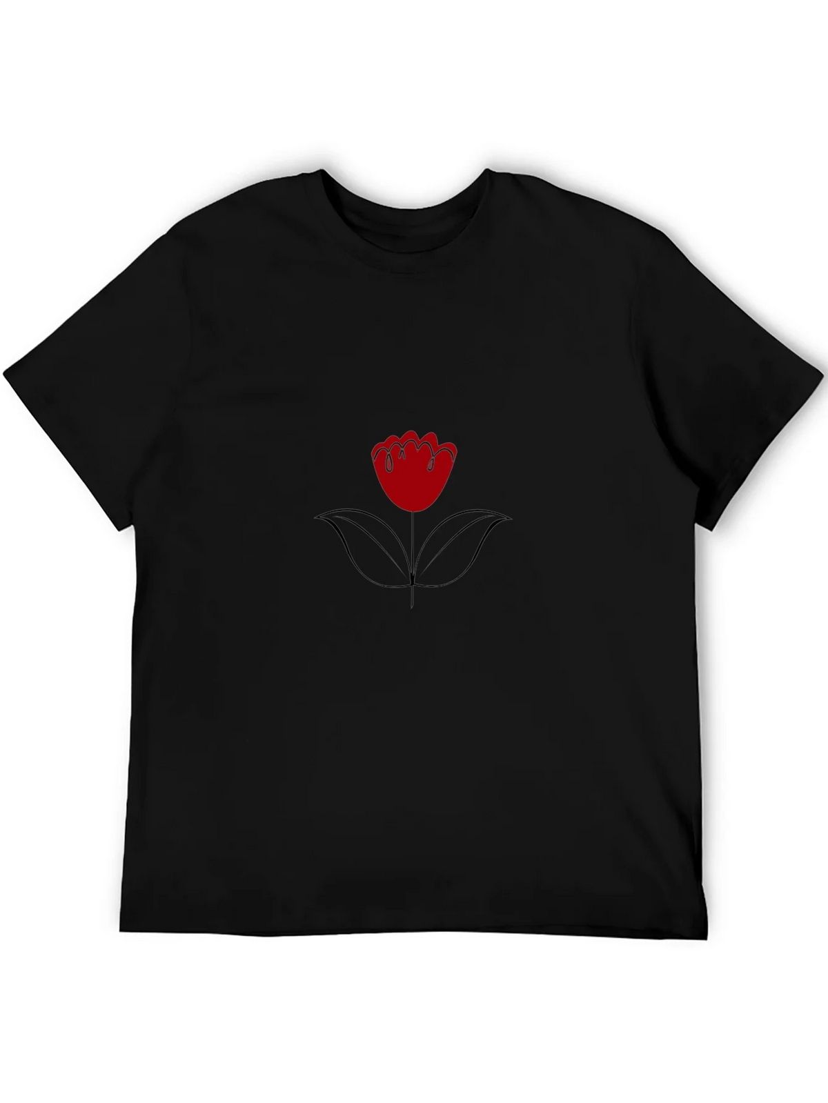 Black T-Shirt with Red Flower Graphic product image 5