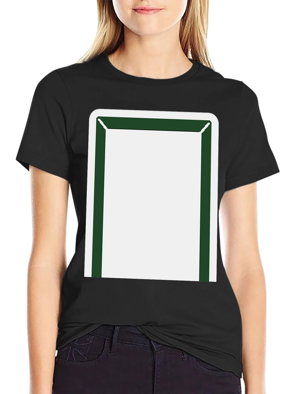 Minimalist Block T-Shirt - Black with Green & White Design product image 2