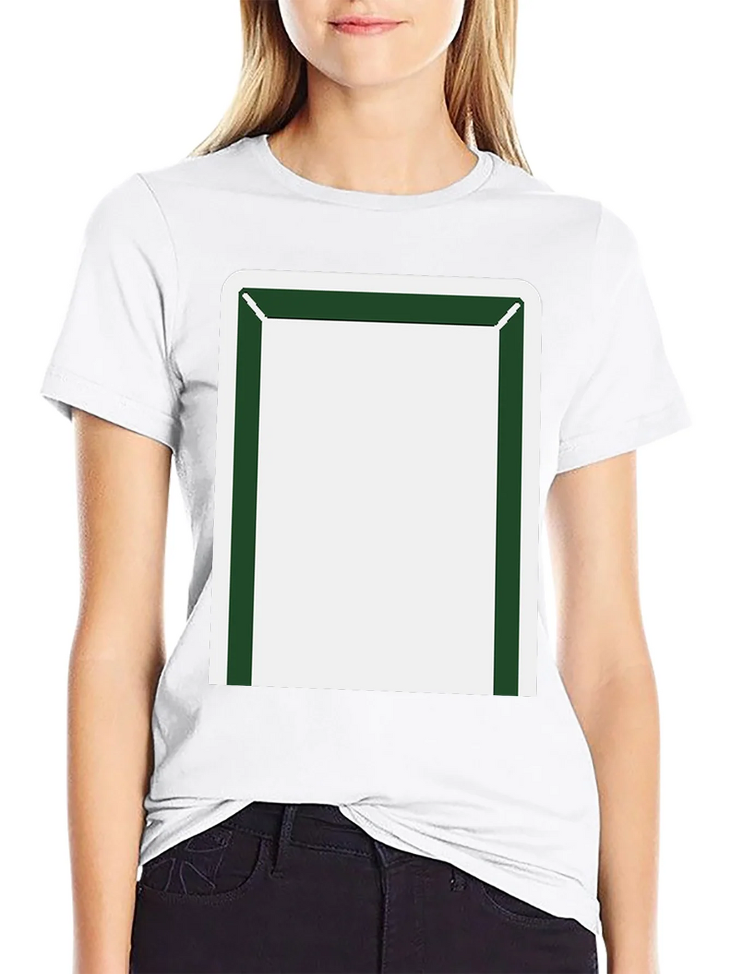 Minimalist Block T-Shirt - Black with Green & White Design product image 8