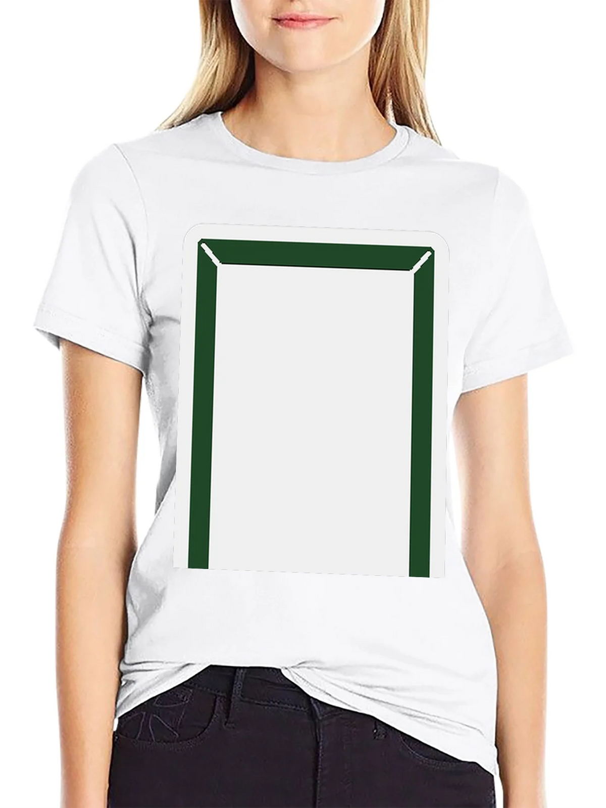 Minimalist Block T-Shirt - Black with Green & White Design product image 8