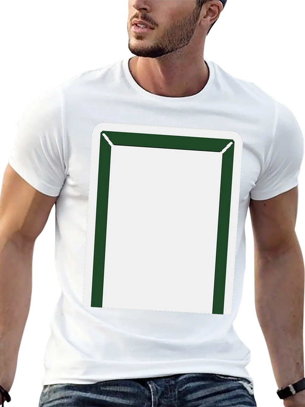 Minimalist Block T-Shirt - Black with Green & White Design product image 12