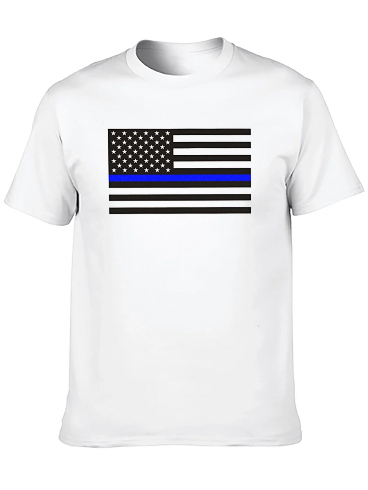 Thin Blue Line American Flag Graphic Tee product image 9