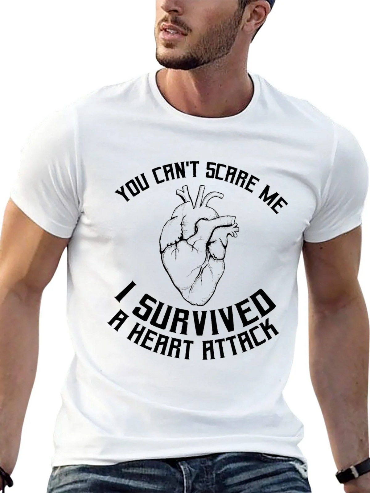 I Survived Heart Attack Black Graphic T-Shirt product image 12