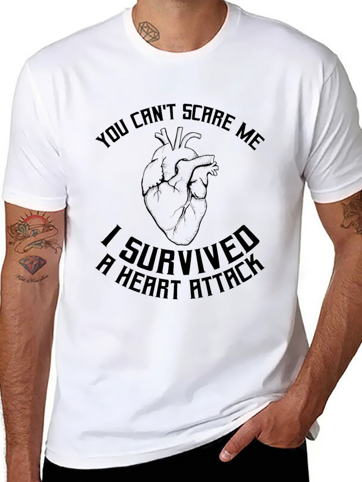 I Survived Heart Attack Black Graphic T-Shirt product image 7