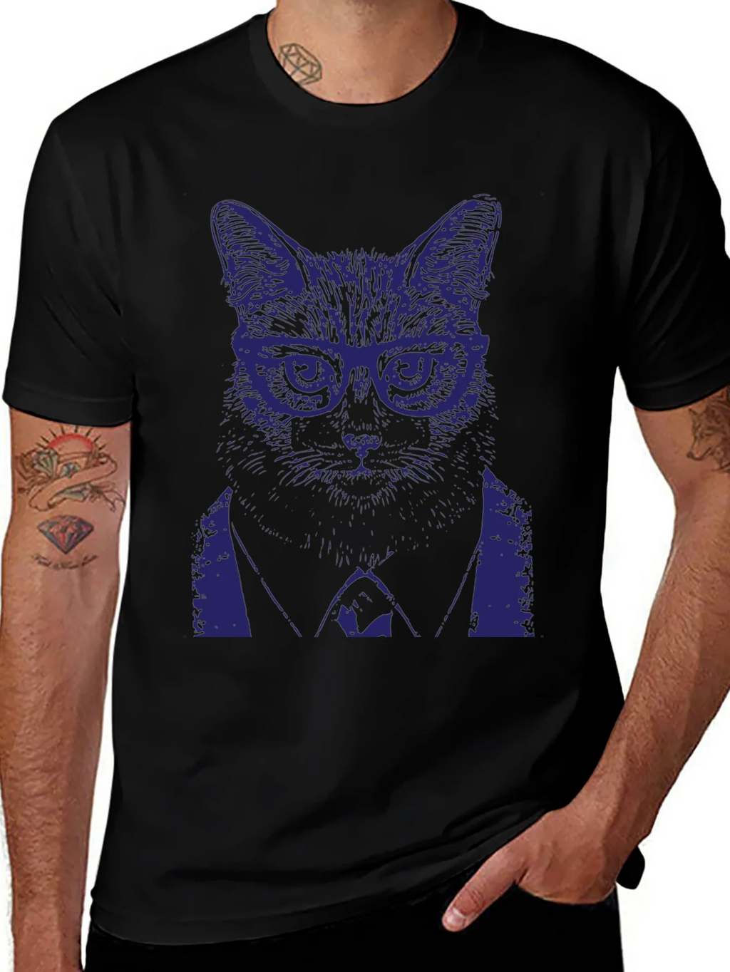 Cool Cat in Suit Graphic T-Shirt product image 1