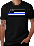 Thin Blue Line Flag Graphic T-Shirt - Black product image 1