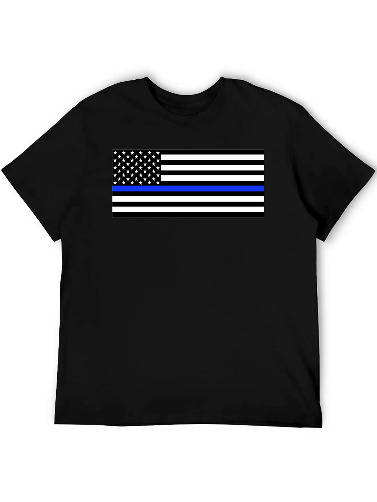 Thin Blue Line Flag Graphic T-Shirt - Black product image 5