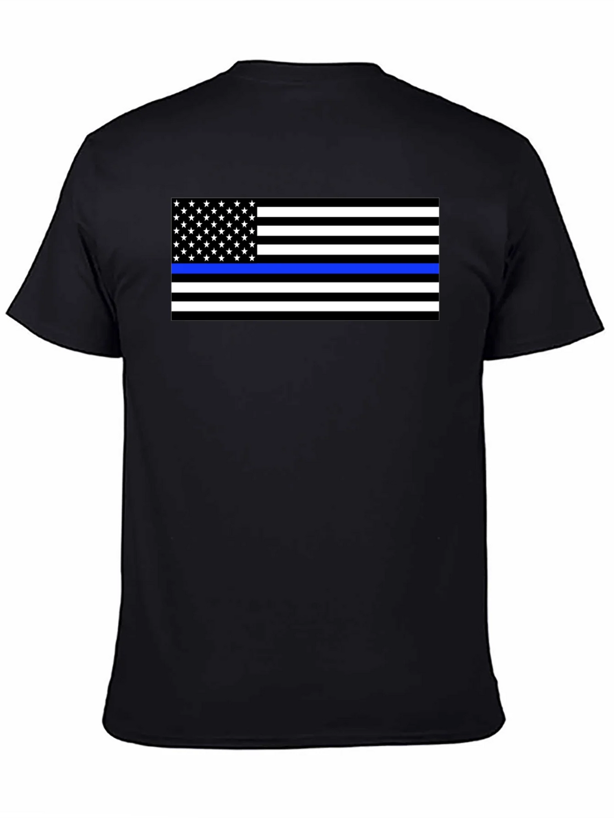 Thin Blue Line Flag Graphic T-Shirt - Black product image 4