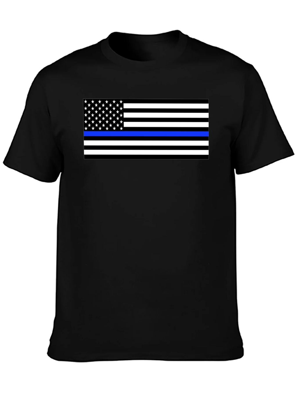 Thin Blue Line Flag Graphic T-Shirt - Black product image 3
