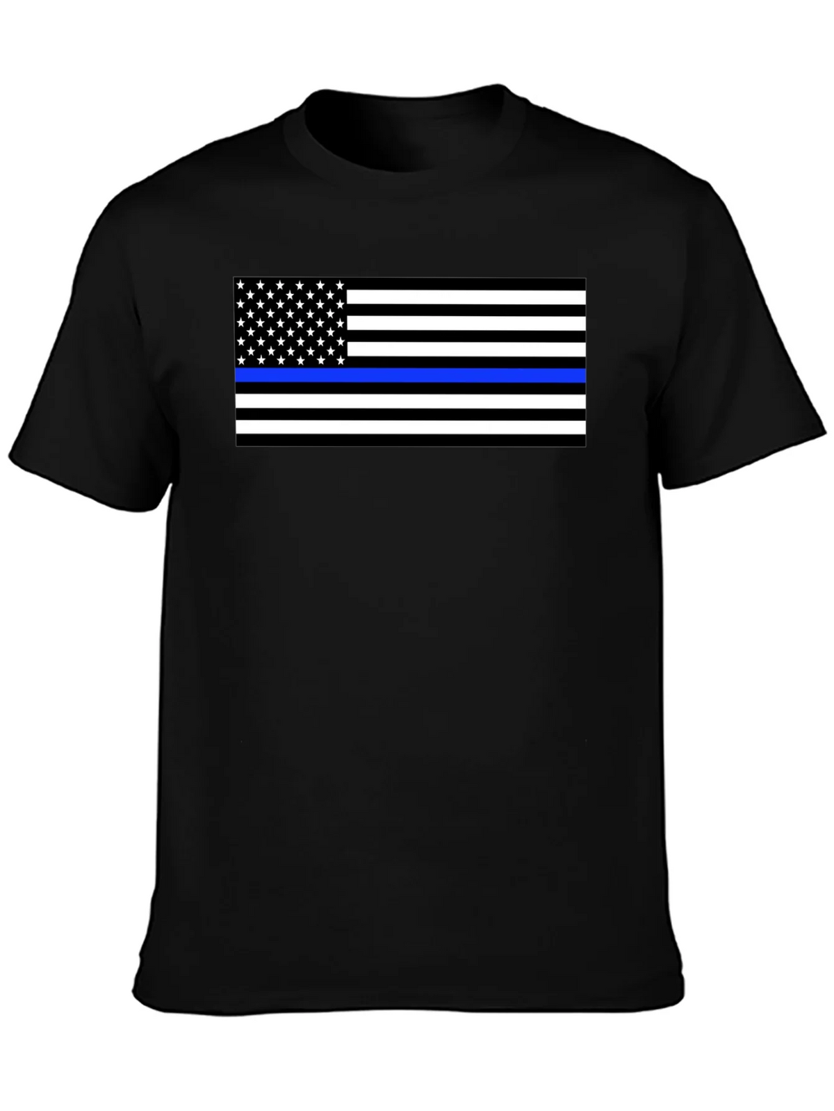 Thin Blue Line Flag Graphic T-Shirt - Black product image 3