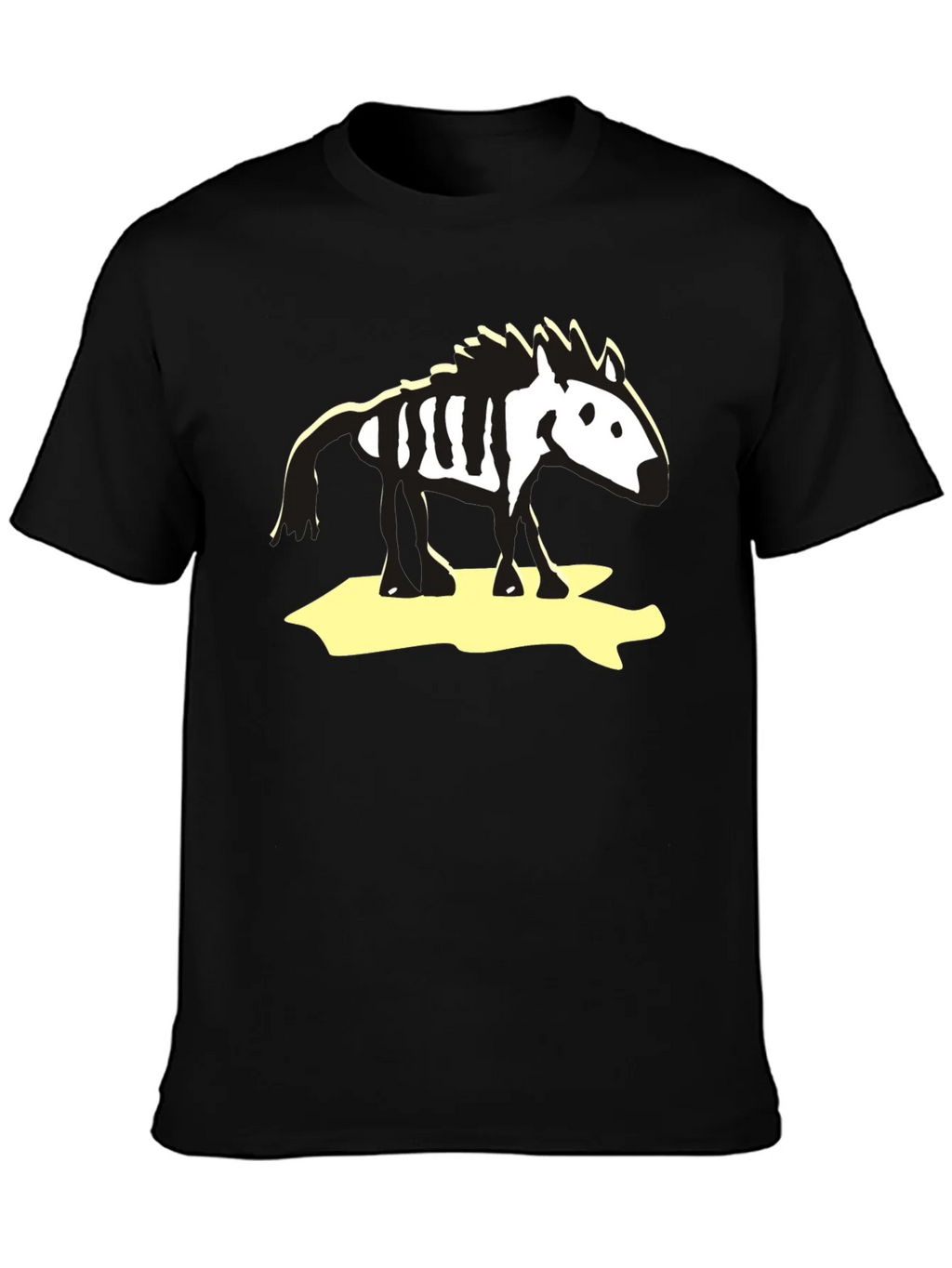 Zebra Skeleton Graphic Tee - Black Cotton T-Shirt product image 3