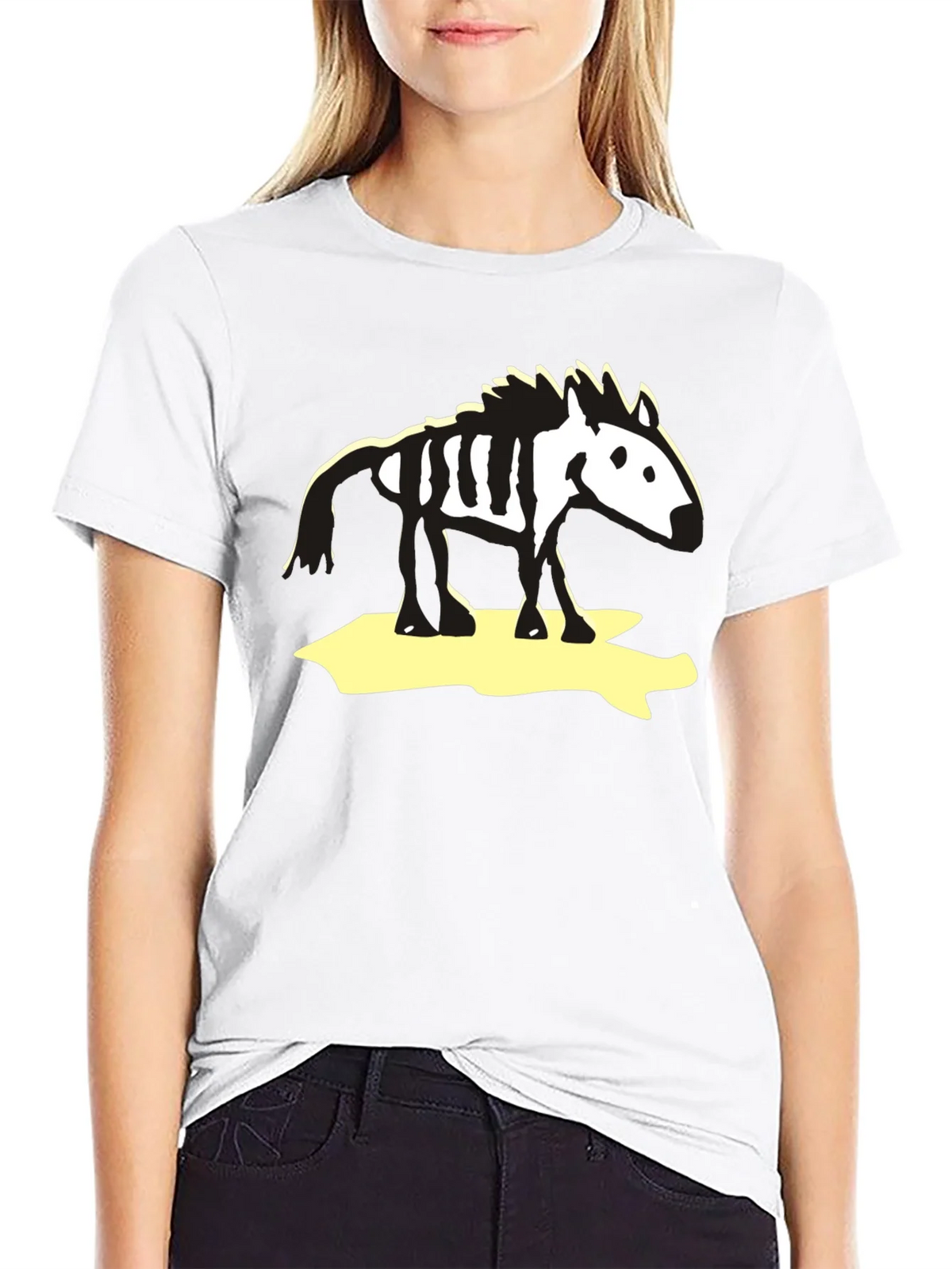 Zebra Skeleton Graphic Tee - Black Cotton T-Shirt product image 8