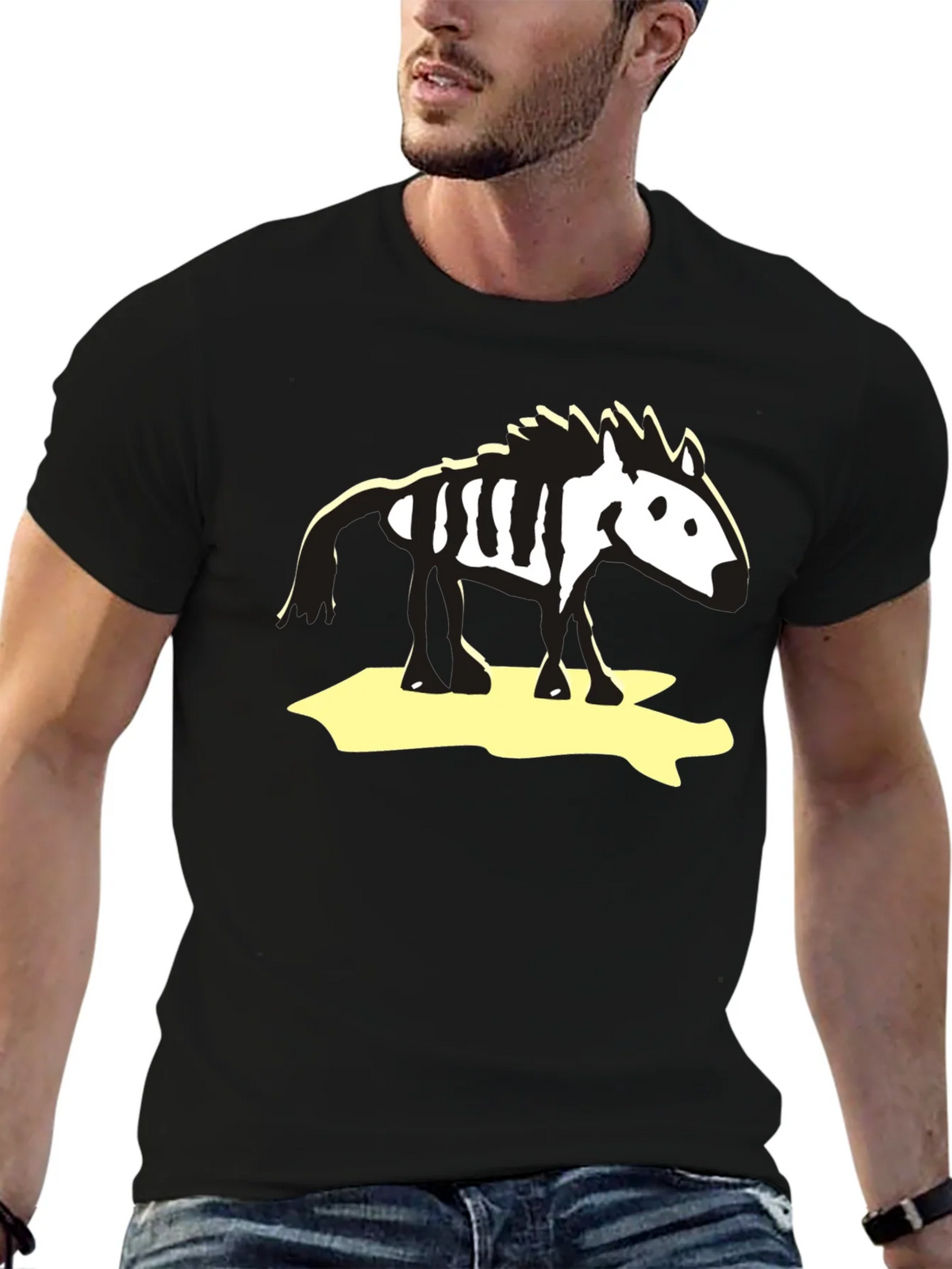 Zebra Skeleton Graphic Tee - Black Cotton T-Shirt product image 6