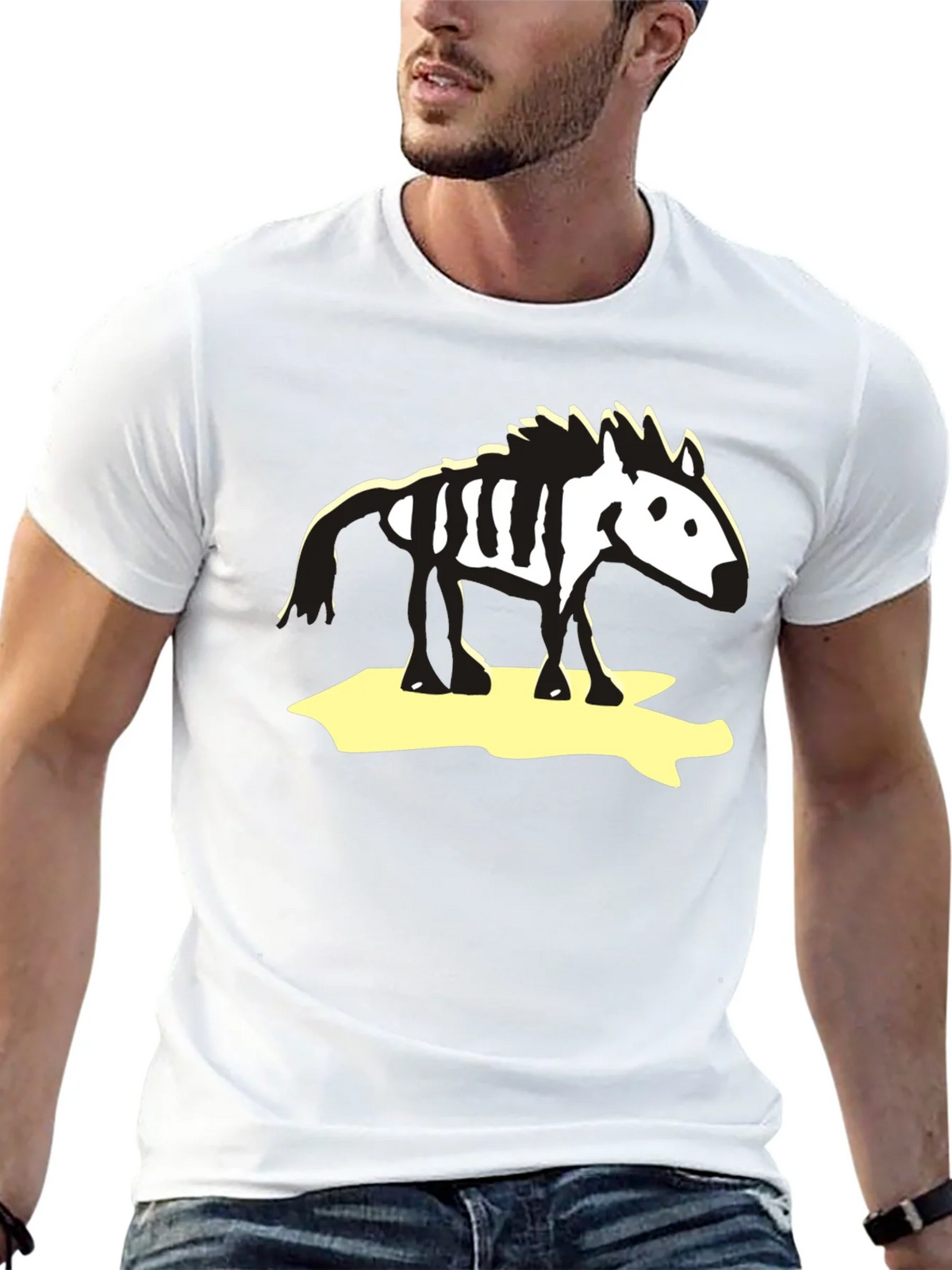 Zebra Skeleton Graphic Tee - Black Cotton T-Shirt product image 12