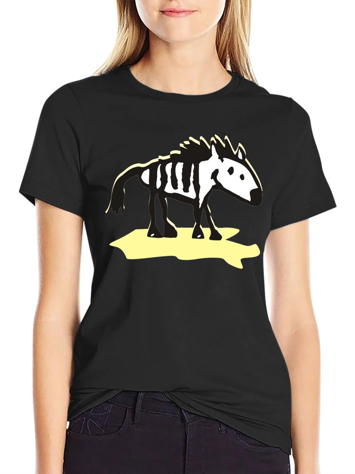 Zebra Skeleton Graphic Tee - Black Cotton T-Shirt product image 2