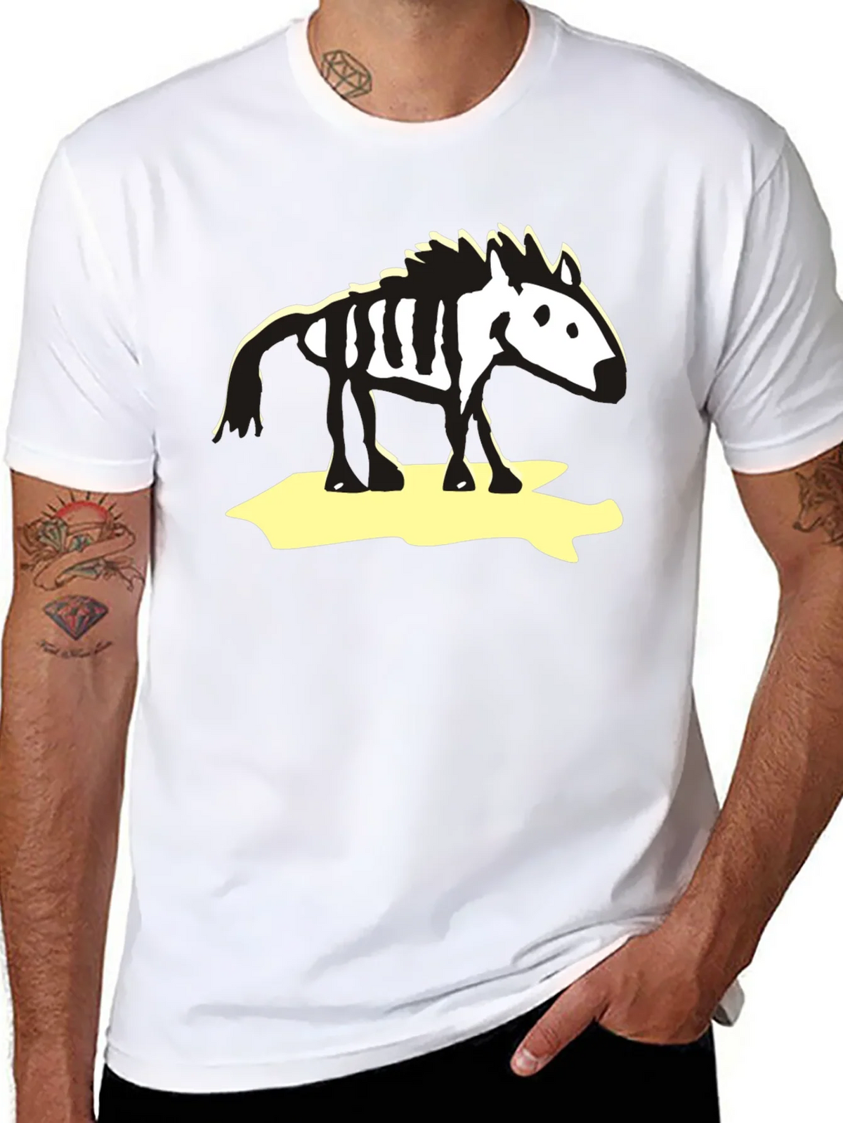 Zebra Skeleton Graphic Tee - Black Cotton T-Shirt product image 7