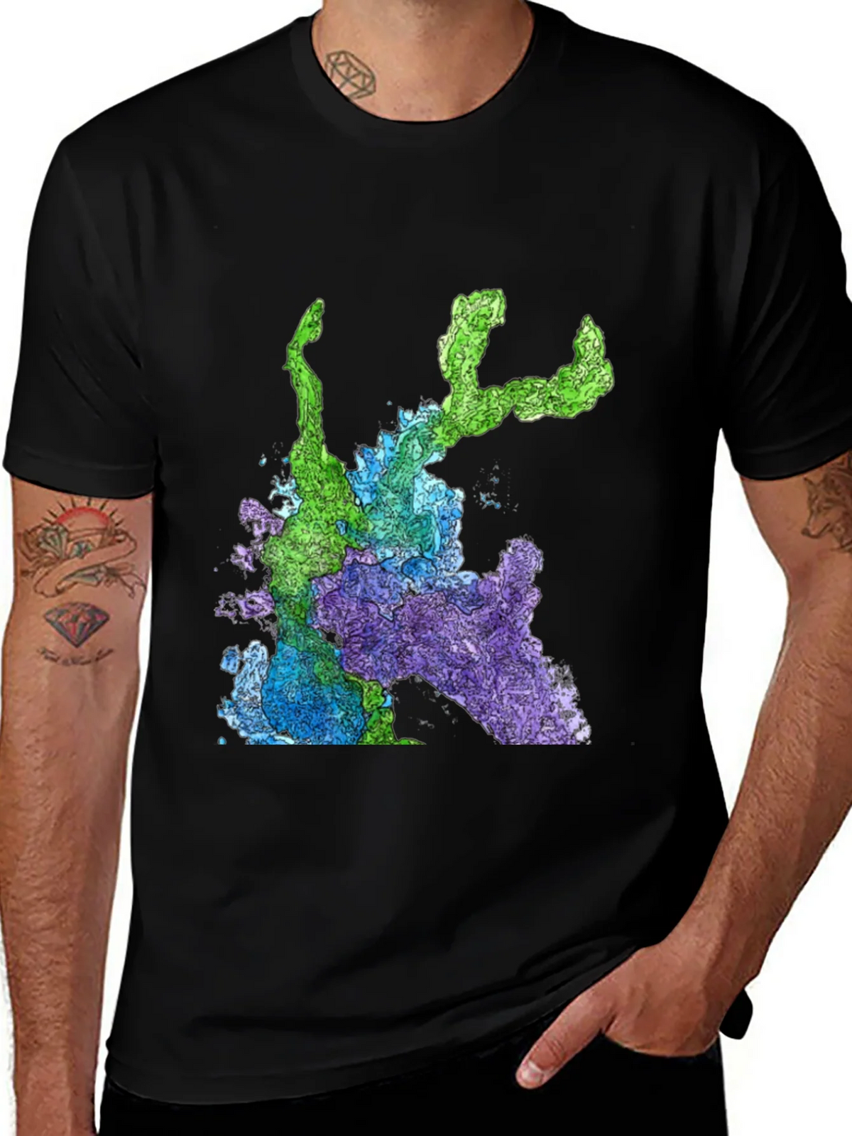 Abstract Art Graphic Print T-Shirt - Mens Black Tee product image 1