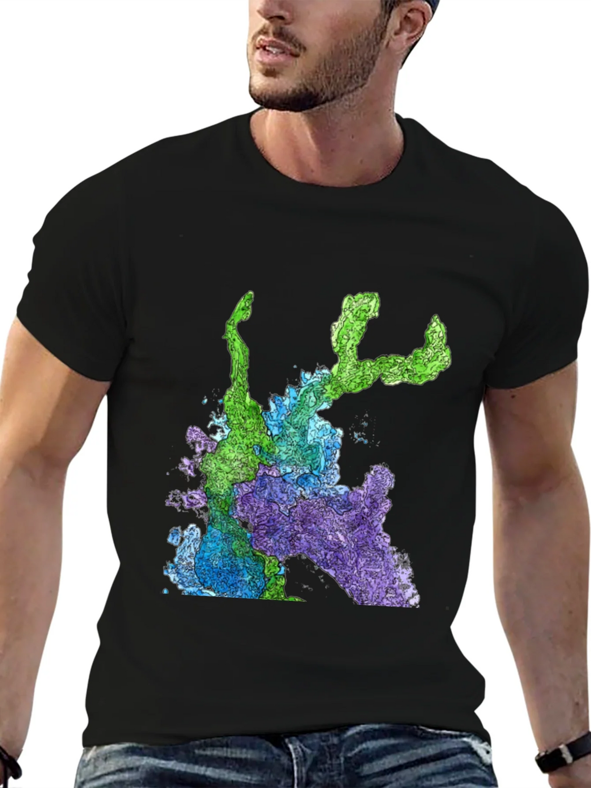Abstract Art Graphic Print T-Shirt - Mens Black Tee product image 6