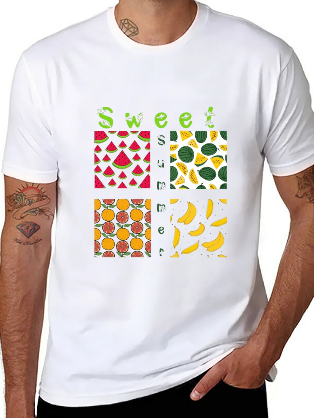 Sweet Summer Fruits Graphic Black T-Shirt product image 5