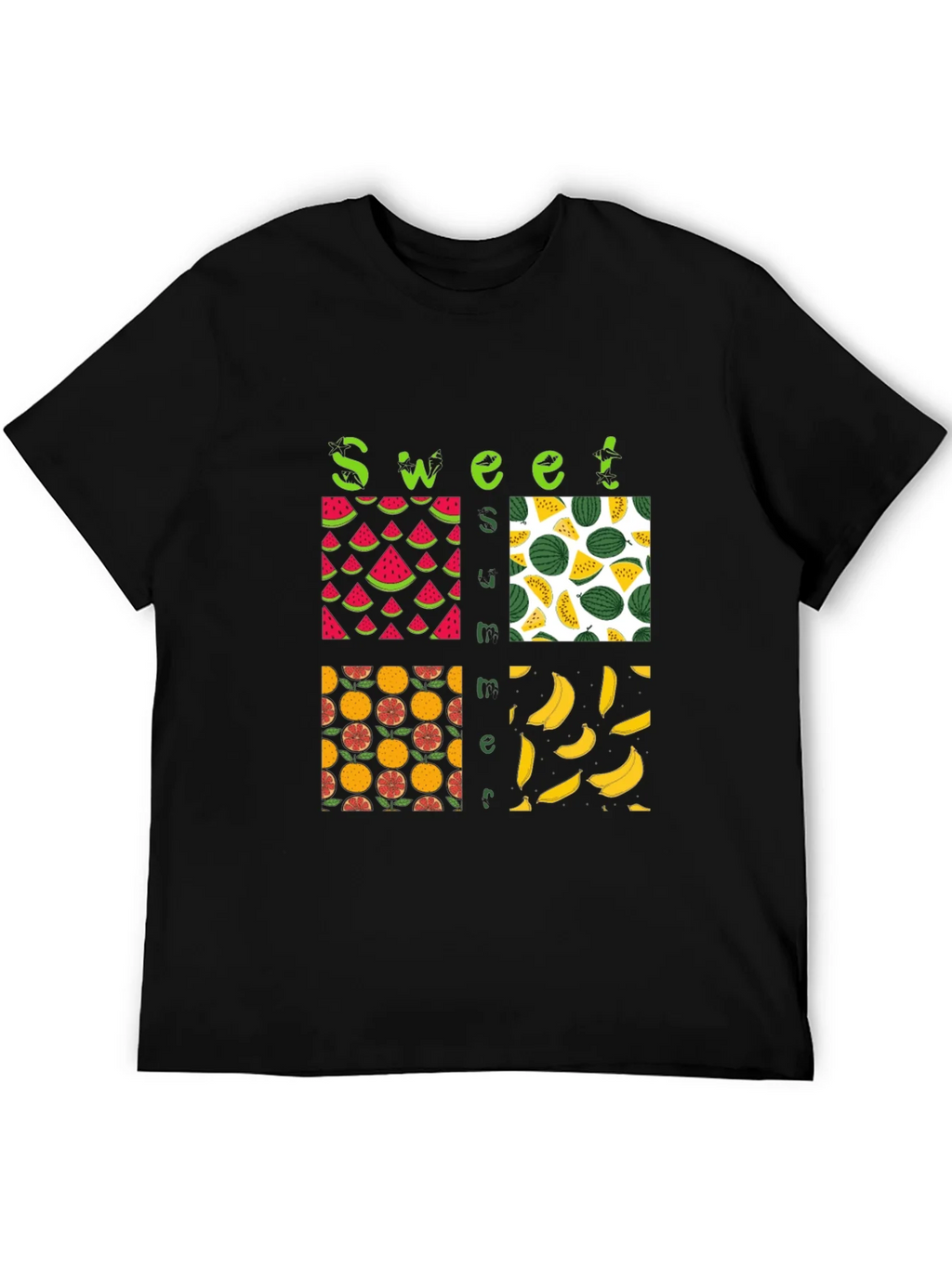 Sweet Summer Fruits Graphic Black T-Shirt product image 3