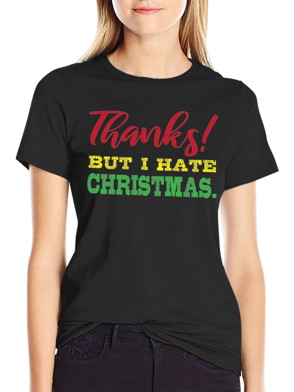 Funny Thanks But I Hate Christmas Graphic Tee product image 2