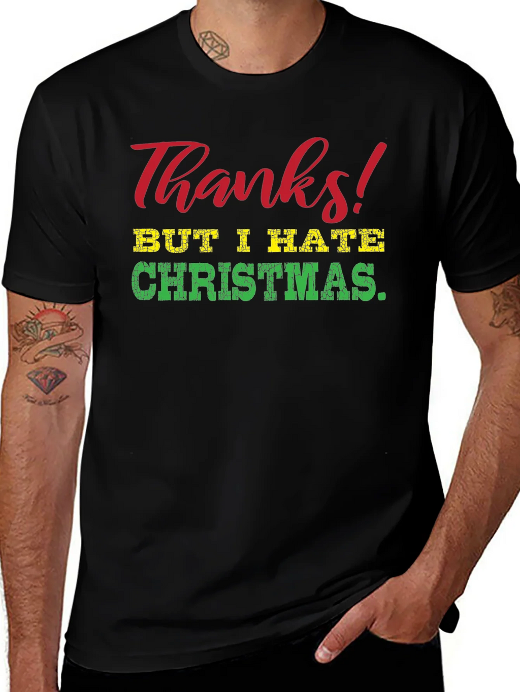 Funny Thanks But I Hate Christmas Graphic Tee product image 1