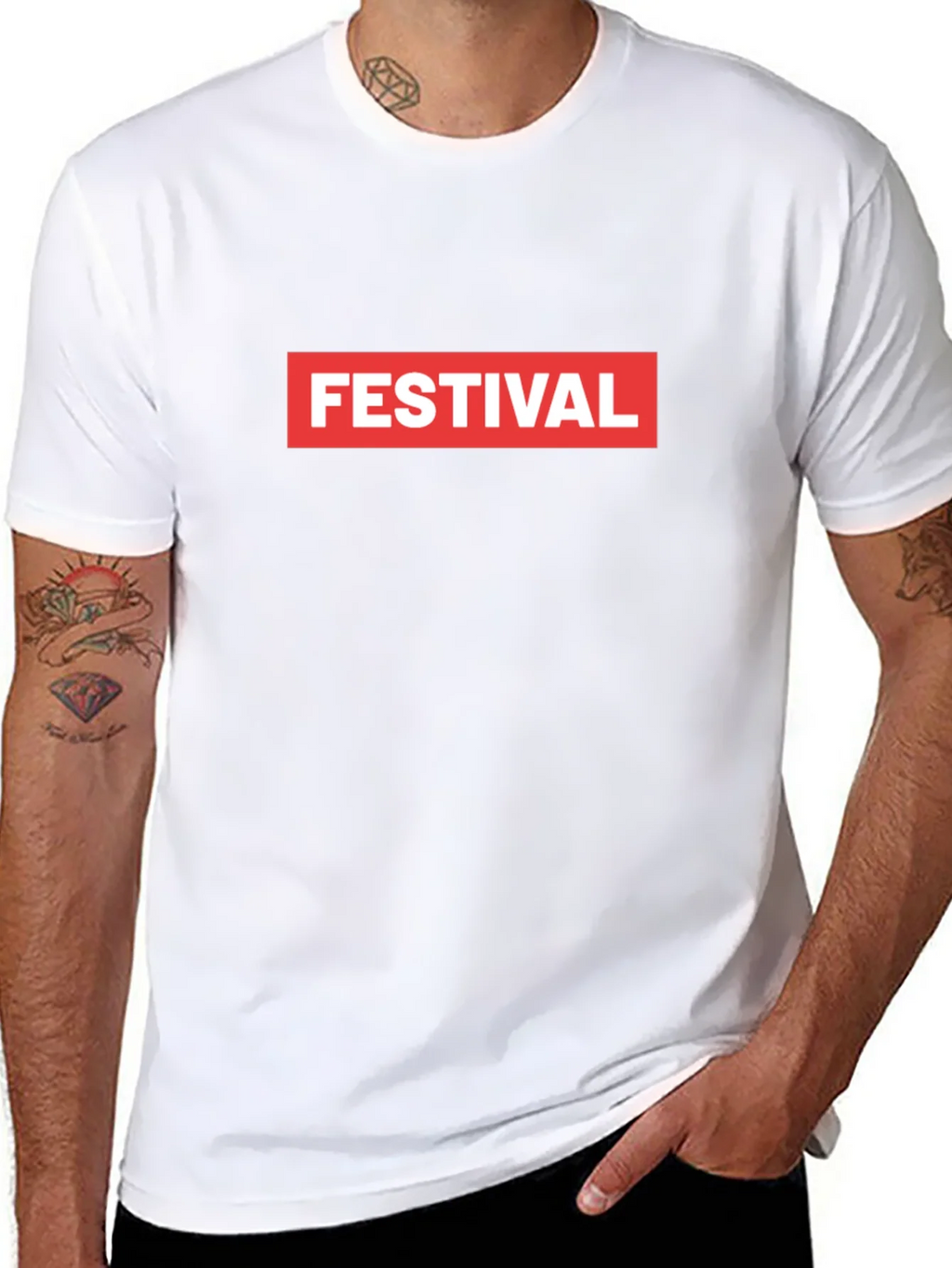 Festival Box Logo Graphic Tee - Cool Black T-Shirt product image 5