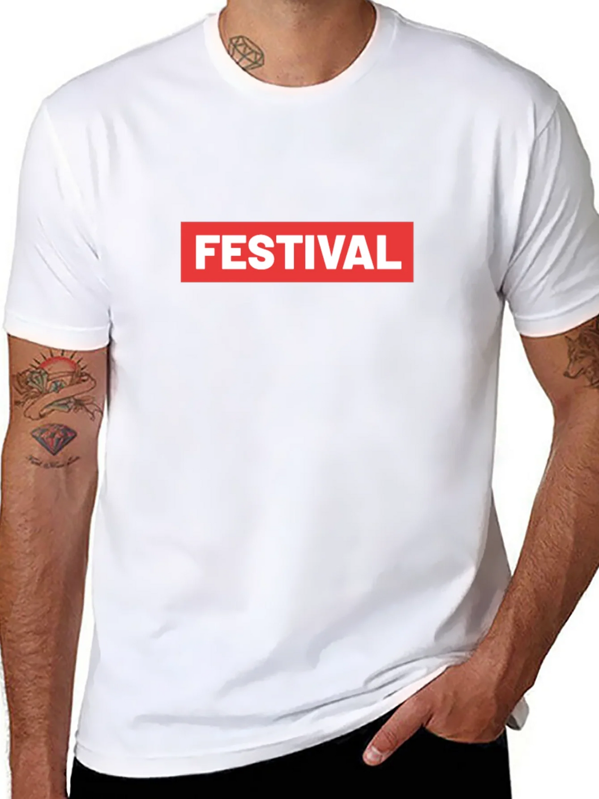 Festival Box Logo Graphic Tee - Cool Black T-Shirt product image 5