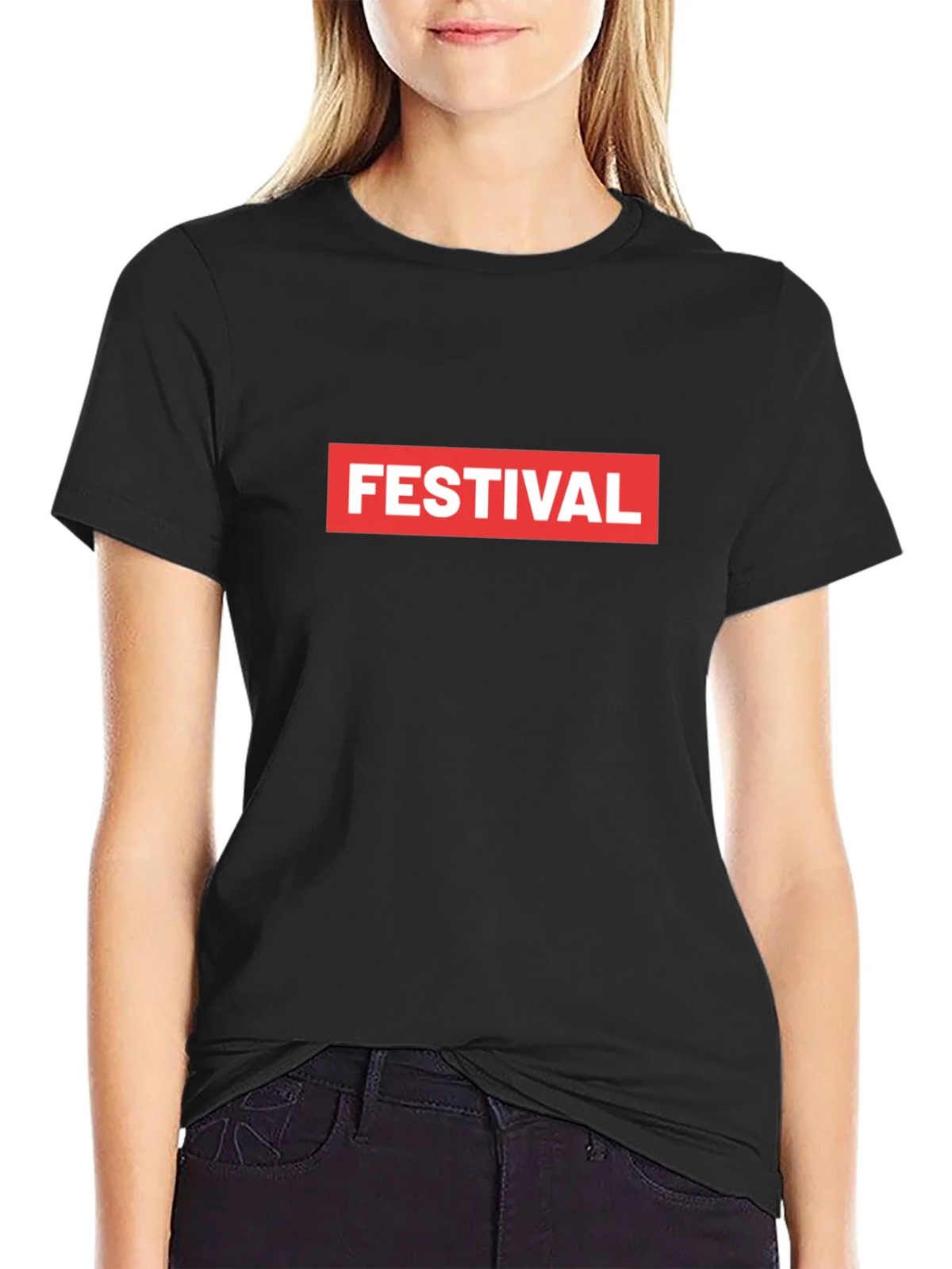 Festival Box Logo Graphic Tee - Cool Black T-Shirt product image 1