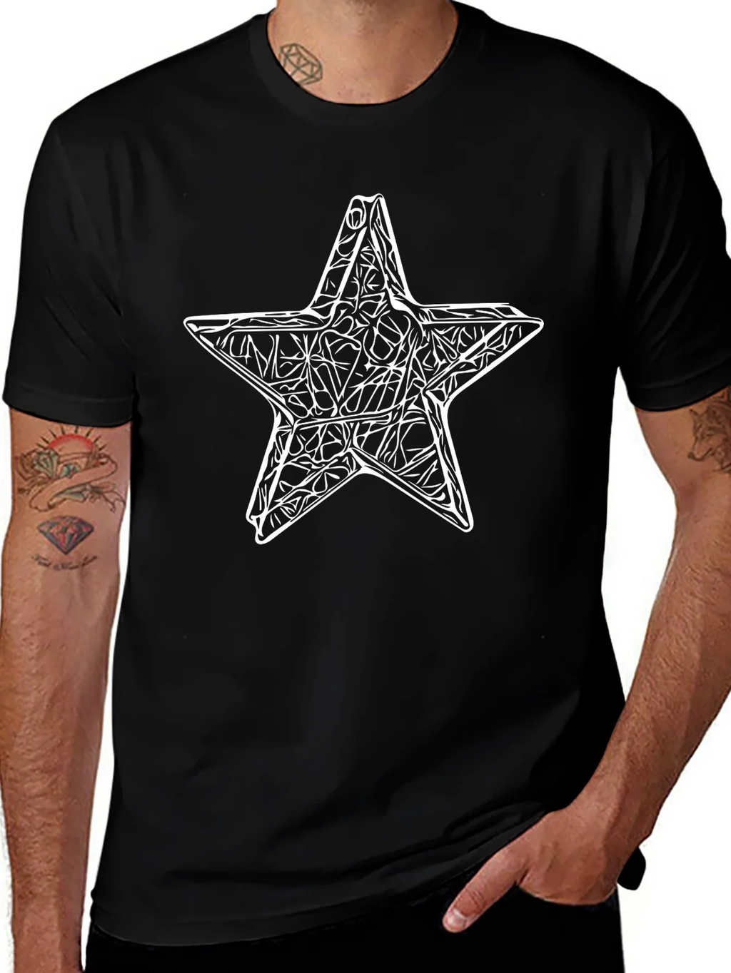 Abstract Star Graphic Tee - Mens Black T-Shirt product image 1