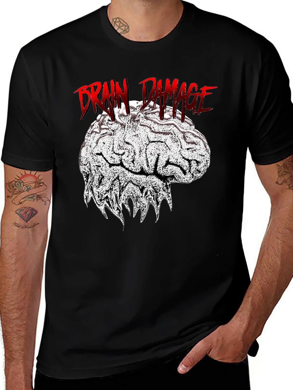 Brain Damage Graphic Tee - Unique Design Black T-Shirt product image 1
